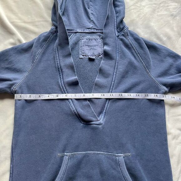 Vintage Y2K American Eagle blue v-neck hoodie with 3/4 sleeves size medium - Picture 6 of 7